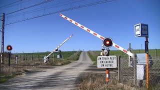 Spoorwegovergang SaintAoustrille F  Railroad crossing  Passage à niveau [upl. by Noinatrad]