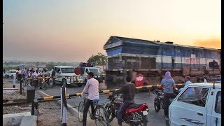 Diesel Trains at Level Crossing  Indian Railways [upl. by Retxab]