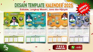 Desain Kalender 2025  LENGKAP Hijriyah Jawa amp Jadwal Sholat FREE CDR  nurdesigns [upl. by Idnor]