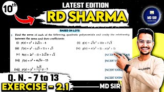 RD Sharma Class 10 Chapter 2  Polynomials  Exercise 21 Q7 to Q13 [upl. by Darby]