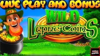 LIVE PLAY on Leprecoins Slot Machine with Bonus [upl. by Astto]