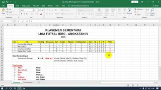 Cara Membuat Klasemen Sepakbola dengan Excel [upl. by Marasco]