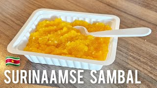 🇸🇷 Surinaamse Sambal maken receptSurinamese hot habanero pepper sauce recipe [upl. by Enilesoj]