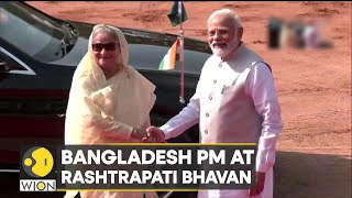 India Sheikh Hasina gets ceremonial reception at President house will hold talks with PM Modi [upl. by Eineeuq157]