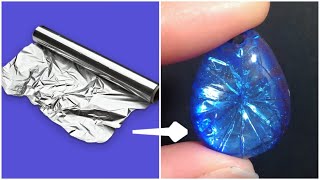 DIY Epoxy Resin Jewelry Ideas using ALUMINIUM FOIL  Resin Craft Hack You Should Try [upl. by Adnauqahs420]