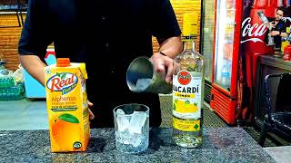 Bacardi Limon with mango juice cocktail mocktail and cocktails drink video bartender [upl. by Mcdowell]