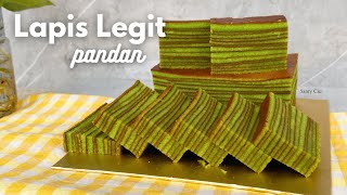 Lapis Legit Pandan  Lapis Legit 10 Telur  Lembut amp Lembab [upl. by Ietta]