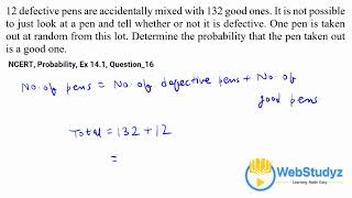 Class 10 NCERT Maths  Ch 14 Probability  Ex 141 Q16 Solution [upl. by Corbet]