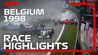 1998 Belgian Grand Prix Race Highlights  DHL F1 Classics [upl. by Thorner650]