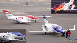 2 Private HA420 HondaJet Elites Landing one of them Takeoff  Kohnan Aerodrome in 2020 [upl. by Atel]