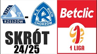 Stal Rzeszów  Ruch Chorzów 02 Skrót  1 LIGA 2425 [upl. by Boudreaux]