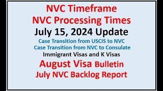 NVC Processing Times As of July 15 2024  August Visa Bulletin  July NVC Backlog Report [upl. by Romney]