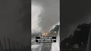 Tornado rips through power lines as drivers leave Florida [upl. by Kliment]