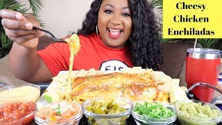 CHEESY CHICKEN ENCHILADAS MUKBANG [upl. by Aeli]