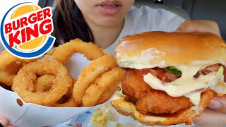 ASMR EATING BURGER KING SPICY ChKING CHICKEN SANDWICH RANCH CHEESE CAR MUKBANG Real Sound TWILIGHT [upl. by Hubie]