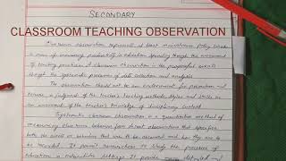 Classroom Teaching Observation and writing report By DG [upl. by Grimbly]