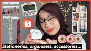 SHOPEE HAUL 1  Skincare organisers stationeries accessories airpods pro [upl. by Aynatahs]