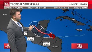 TRACKING THE TROPICS Tropical Storm Sara forms in the Caribbean [upl. by Drisko259]