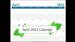 April 2022 Calendar Printable with Holidays [upl. by Ahsinad854]