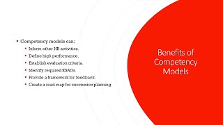 Training amp Development  Lecture 3  Competency Models  Benefits [upl. by Udenihc]