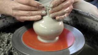 Throwing a small pottery 2 piece clay cut trinket holder demo how to [upl. by Romalda]