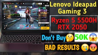 Lenovo Ideapad Gaming 3 Ryzen 5 5500H amp RTX 2050 Free Fire Test 2024  50k Laptop Gaming Test [upl. by Am250]