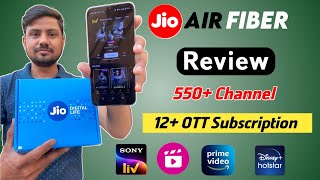 Jio Air Fiber Set Top Box amp Live TV Channel Guide via Jio TV  12 OTT Apps Subscription Review [upl. by Bucella]