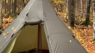 FALL CAMPING HOT TENT TRIP WOOD STOVE SHIBA INU [upl. by Ecneralc]