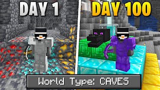 I Survived 100 Days Of Hardcore Minecraft In A Cave Only World [upl. by Iznek]