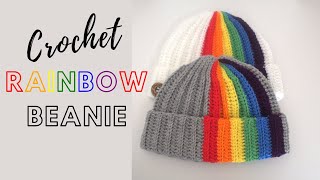 Crochet Rainbow Pride Beanie Tutorial  Beginner Friendly Hat [upl. by Okoyk563]