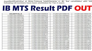 IB MTS Result 2024 Released Security Assistant Merit List PDF Cut Off [upl. by Armelda]