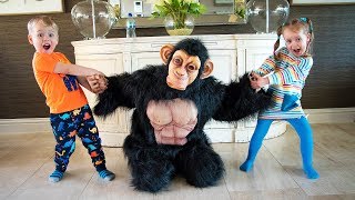 FUNNY MONKEY visited Gaby and Alex Video for Kids [upl. by Tedie]