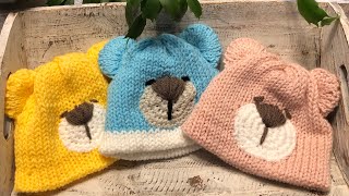 Newborn Bear Beanie  Addi Sentro Circular Knitting [upl. by Airotciv]