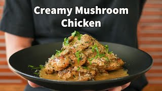 One Pot Creamy Mushroom Chicken  Creamy Garlic Mushroom Sauce [upl. by Anos739]