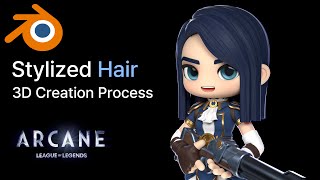 Arcane Caitlyn Stylized Hair 3D Process Blender [upl. by Aital]