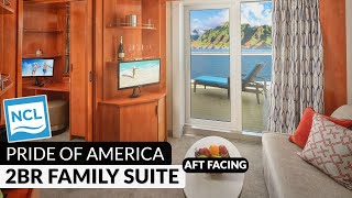 NCL Pride of America  2Bedroom AftFacing Family Suite with Balcony Tour amp Review 4K  Category SG [upl. by Mcnalley795]