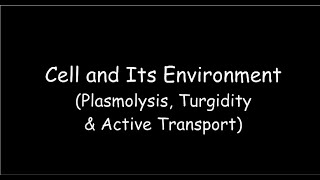 Cell and Its Environment  Plasmolysis Turgidity and Active Transport [upl. by Hnilym]