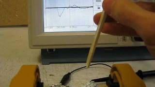 How to test Rochelle salt piezoelectric crystals voltage oscilloscope [upl. by Zeralda]