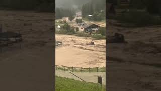 BREAKING Terrible floods due to torrential rainfalls in Cogne in the Aosta Valley northern Italy [upl. by Larina925]