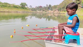 Best Hook fishing 2022✅Little Boy hunting fish by fish hook From beautiful nature🥰🥰Part13 [upl. by Rumery439]