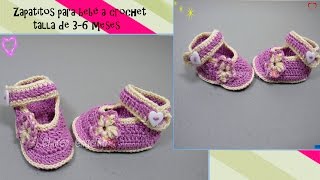 ZAPATITOS PARA BEBÉ A CROCHET TALLA 36 MESES  Labores Angélika [upl. by Garrot]