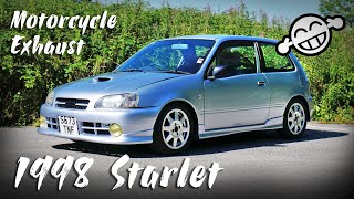 1998 Toyota Starlet Glanza Replica with CRAZY Micron Motorcycle Exhaust Very LOUD Exhaust [upl. by Aikrehs551]