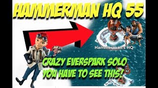 BOOM BEACH  HAMMERMAN HQ 55 DEMOLITION  EVERSPARK ONLY SOLO YOU HAVE TO SEE THIS [upl. by Ettie]