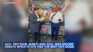 Illinois Gov Pritzker Maryland Gov Moore debate which state has best hot dogs during Chicago DNC [upl. by Bledsoe]