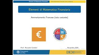 14  Ammortamento Francese rata costante [upl. by Garnett]