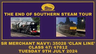 SR Merchant Navy  Class 47  35028 Clan Line  47812  End of Southern Steam Tour  090724 [upl. by Gayl]