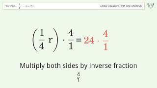 Linear equation with one unknown Solve 14r420 stepbystep solution [upl. by Marybeth]