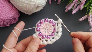 Beaded crochet motif tutorial  YouTube crochet for beginners [upl. by Ayote236]