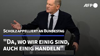 Scholz ruft Bundestag zu Unterstützung von Gesetzesvorhaben auf  AFP [upl. by Landry]