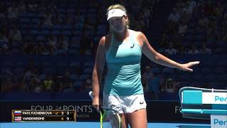 Anastasia Pavlyuchenkova v CoCo Vandeweghe highlights RR  Mastercard Hopman Cup 2018 [upl. by Curry816]